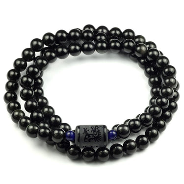 108 Black Rainbow Obsidian Mala Beads Bracelet - 8mm / 6mm-Your Soul Place